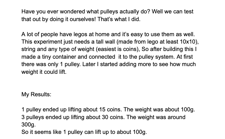Lego Pulley Experiment Preview